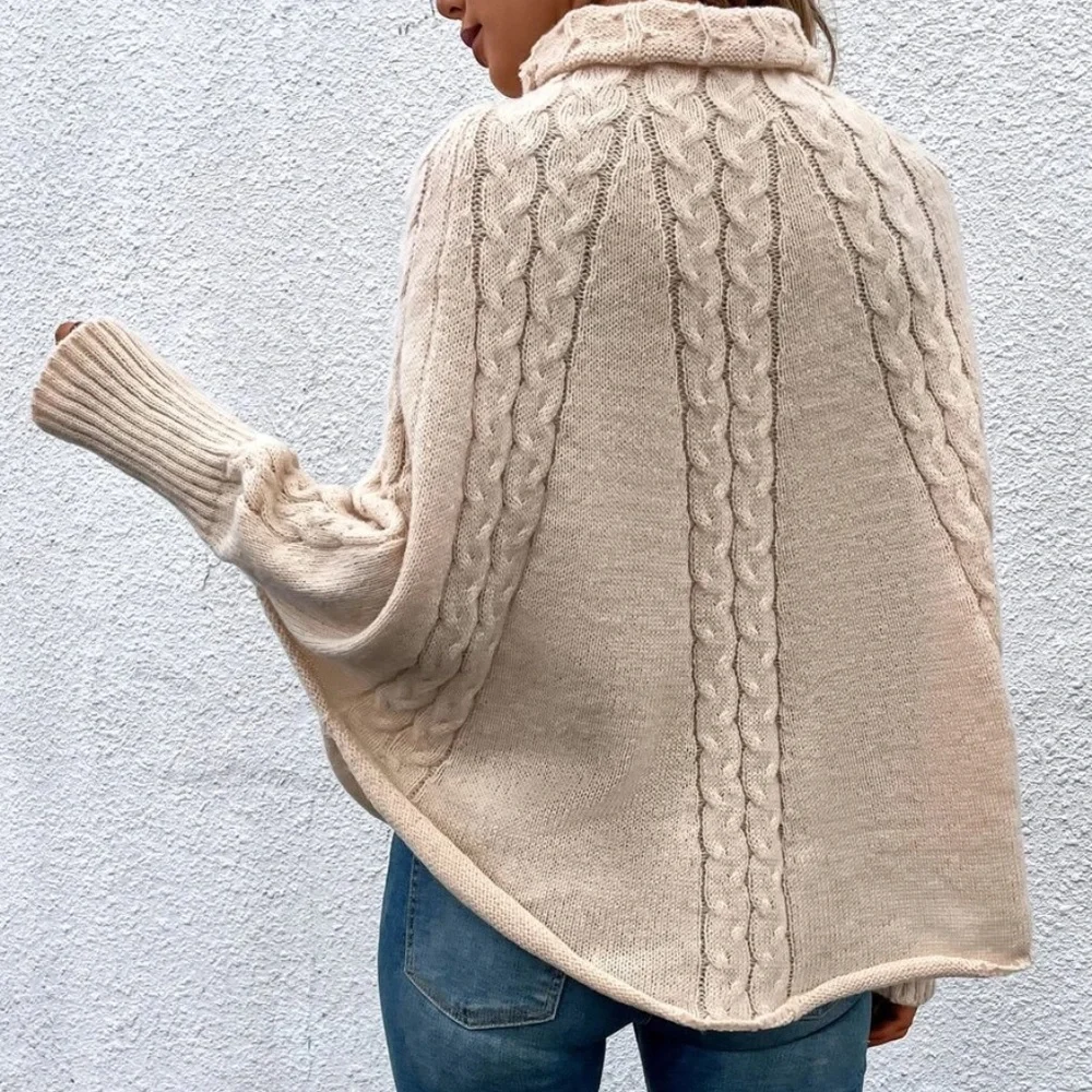 Cozy Turtleneck Knit Dolman Sleeve Sweater Top - Picture 3 of 5